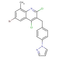 1599529-08-4 6-bromo-2,4-dichloro-8-methyl-3-[(4-pyrazol-1-ylphenyl)methyl]quinoline chemical structure
