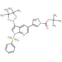 1147998-42-2 tert-butyl 4-[1-(benzenesulfonyl)-3-(4,4,5,5-tetramethyl-1,3,2-dioxaborolan-2-yl)pyrrolo[2,3-b]pyridin-5-yl]pyrazole-1-carboxylate chemical structure