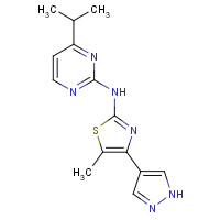 1235313-18-4 5-methyl-N-(4-propan-2-ylpyrimidin-2-yl)-4-(1H-pyrazol-4-yl)-1,3-thiazol-2-amine chemical structure