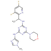 1200604-86-9 2-N-[1-(3,5-difluoropyridin-2-yl)ethyl]-4-N-(1-methylimidazol-4-yl)-6-morpholin-4-yl-1,3,5-triazine-2,4-diamine chemical structure