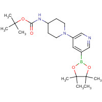 1353878-38-2 tert-butyl N-[1-[5-(4,4,5,5-tetramethyl-1,3,2-dioxaborolan-2-yl)pyridin-3-yl]piperidin-4-yl]carbamate chemical structure