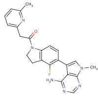 1337532-29-2 1-[5-(4-amino-7-methylpyrrolo[2,3-d]pyrimidin-5-yl)-4-fluoro-2,3-dihydroindol-1-yl]-2-(6-methylpyridin-2-yl)ethanone chemical structure