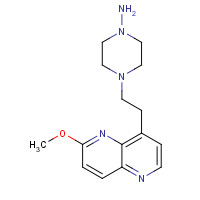 877177-26-9 4-[2-(6-methoxy-1,5-naphthyridin-4-yl)ethyl]piperazin-1-amine chemical structure