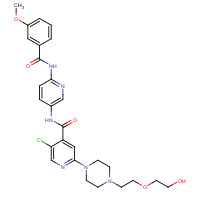 1131604-97-1 5-chloro-2-[4-[2-(2-hydroxyethoxy)ethyl]piperazin-1-yl]-N-[6-[(3-methoxybenzoyl)amino]pyridin-3-yl]pyridine-4-carboxamide chemical structure