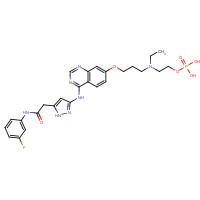 722543-31-9 2-[ethyl-[3-[4-[[5-[2-(3-fluoroanilino)-2-oxoethyl]-1H-pyrazol-3-yl]amino]quinazolin-7-yl]oxypropyl]amino]ethyl dihydrogen phosphate chemical structure