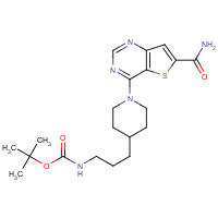 1431412-03-1 tert-butyl N-[3-[1-(6-carbamoylthieno[3,2-d]pyrimidin-4-yl)piperidin-4-yl]propyl]carbamate chemical structure