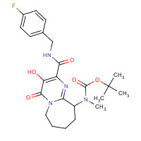 724446-08-6 tert-butyl N-[2-[(4-fluorophenyl)methylcarbamoyl]-3-hydroxy-4-oxo-7,8,9,10-tetrahydro-6H-pyrimido[1,2-a]azepin-10-yl]-N-methylcarbamate chemical structure