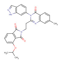 1256450-66-4 2-[2-[3-(1H-indazol-6-yl)-7-methyl-4-oxoquinazolin-2-yl]ethyl]-4-propan-2-yloxyisoindole-1,3-dione chemical structure