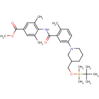 1529760-93-7 methyl 4-[[5-[3-[[tert-butyl(dimethyl)silyl]oxymethyl]piperidin-1-yl]-2-methylbenzoyl]amino]-3,5-dimethylbenzoate chemical structure