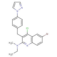 1599529-04-0 6-bromo-4-chloro-N-ethyl-N-methyl-3-[(4-pyrazol-1-ylphenyl)methyl]quinolin-2-amine chemical structure