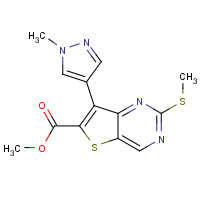 1462949-93-4 methyl 7-(1-methylpyrazol-4-yl)-2-methylsulfanylthieno[3,2-d]pyrimidine-6-carboxylate chemical structure
