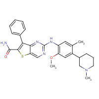 1462947-70-1 2-[2-methoxy-5-methyl-4-(1-methylpiperidin-3-yl)anilino]-7-phenylthieno[3,2-d]pyrimidine-6-carboxamide chemical structure