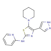 1235312-52-3 5-piperidin-1-yl-4-(1H-pyrazol-4-yl)-N-pyridin-2-yl-1,3-thiazol-2-amine chemical structure