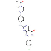 1198300-14-9 2-[4-(4-acetylpiperazin-1-yl)anilino]-4-[(4-chlorophenyl)methylamino]pyrimidine-5-carboxamide chemical structure
