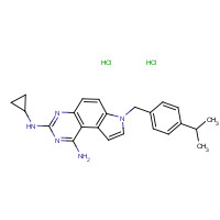 245520-69-8 3-N-cyclopropyl-7-[(4-propan-2-ylphenyl)methyl]pyrrolo[3,2-f]quinazoline-1,3-diamine;dihydrochloride chemical structure