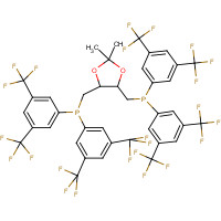220196-30-5 [5-[bis[3,5-bis(trifluoromethyl)phenyl]phosphanylmethyl]-2,2-dimethyl-1,3-dioxolan-4-yl]methyl-bis[3,5-bis(trifluoromethyl)phenyl]phosphane chemical structure