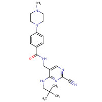 501000-36-8 N-[[2-cyano-4-(2,2-dimethylpropylamino)pyrimidin-5-yl]methyl]-4-(4-methylpiperazin-1-yl)benzamide chemical structure