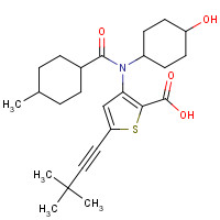 1026785-59-0 5-(3,3-dimethylbut-1-ynyl)-3-[(4-hydroxycyclohexyl)-(4-methylcyclohexanecarbonyl)amino]thiophene-2-carboxylic acid chemical structure
