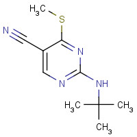 1403865-00-8 2-(tert-butylamino)-4-methylsulfanylpyrimidine-5-carbonitrile chemical structure