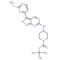 1386398-89-5 tert-butyl 4-[[3-(2-methylsulfanylpyrimidin-4-yl)-2H-pyrazolo[3,4-d]pyrimidin-6-yl]amino]piperidine-1-carboxylate chemical structure