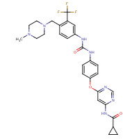 1421227-52-2 N-[6-[4-[[4-[(4-methylpiperazin-1-yl)methyl]-3-(trifluoromethyl)phenyl]carbamoylamino]phenoxy]pyrimidin-4-yl]cyclopropanecarboxamide chemical structure