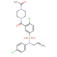 1110829-91-8 3-(4-acetylpiperazine-1-carbonyl)-4-chloro-N-(4-chlorophenyl)-N-prop-2-enylbenzenesulfonamide chemical structure