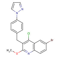 1599529-06-2 6-bromo-4-chloro-2-methoxy-3-[(4-pyrazol-1-ylphenyl)methyl]quinoline chemical structure