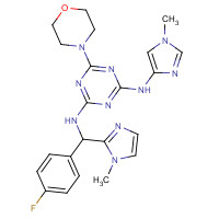 1200605-38-4 2-N-[(4-fluorophenyl)-(1-methylimidazol-2-yl)methyl]-4-N-(1-methylimidazol-4-yl)-6-morpholin-4-yl-1,3,5-triazine-2,4-diamine chemical structure