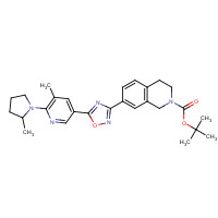 1229608-93-8 tert-butyl 7-[5-[5-methyl-6-(2-methylpyrrolidin-1-yl)pyridin-3-yl]-1,2,4-oxadiazol-3-yl]-3,4-dihydro-1H-isoquinoline-2-carboxylate chemical structure