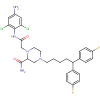 120770-34-5 1-[2-(4-amino-2,6-dichloroanilino)-2-oxoethyl]-4-[5,5-bis(4-fluorophenyl)pentyl]piperazine-2-carboxamide chemical structure