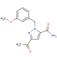 1403332-94-4 5-acetyl-2-[(3-methoxyphenyl)methyl]pyrazole-3-carboxamide chemical structure
