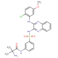 934526-89-3 2-amino-N-[3-[[3-(2-chloro-5-methoxyanilino)quinoxalin-2-yl]sulfamoyl]phenyl]-2-methylpropanamide chemical structure