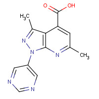 1417333-10-8 3,6-dimethyl-1-pyrimidin-5-ylpyrazolo[3,4-b]pyridine-4-carboxylic acid chemical structure