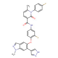 1206799-15-6 N-[3-fluoro-4-[1-methyl-6-(1H-pyrazol-4-yl)indazol-5-yl]oxyphenyl]-1-(4-fluorophenyl)-6-methyl-2-oxopyridine-3-carboxamide chemical structure