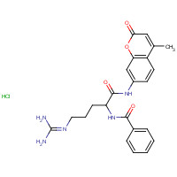 102601-21-8 N-[5-(diaminomethylideneamino)-1-[(4-methyl-2-oxochromen-7-yl)amino]-1-oxopentan-2-yl]benzamide;hydrochloride chemical structure