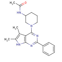 343631-98-1 N-[1-(5,6-dimethyl-2-phenyl-7H-pyrrolo[2,3-d]pyrimidin-4-yl)piperidin-3-yl]acetamide chemical structure