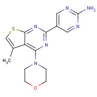 1033740-44-1 5-(5-methyl-4-morpholin-4-ylthieno[2,3-d]pyrimidin-2-yl)pyrimidin-2-amine chemical structure