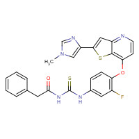 875337-44-3 N-[[3-fluoro-4-[2-(1-methylimidazol-4-yl)thieno[3,2-b]pyridin-7-yl]oxyphenyl]carbamothioyl]-2-phenylacetamide chemical structure