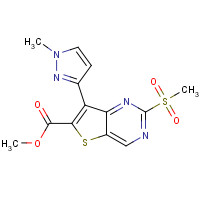 1462950-42-0 methyl 7-(1-methylpyrazol-3-yl)-2-methylsulfonylthieno[3,2-d]pyrimidine-6-carboxylate chemical structure