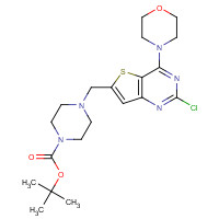 885699-79-6 tert-butyl 4-[(2-chloro-4-morpholin-4-ylthieno[3,2-d]pyrimidin-6-yl)methyl]piperazine-1-carboxylate chemical structure