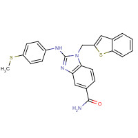 1092830-93-7 1-(1-benzothiophen-2-ylmethyl)-2-(4-methylsulfanylanilino)benzimidazole-5-carboxamide chemical structure