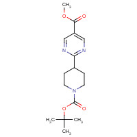 1035271-57-8 methyl 2-[1-[(2-methylpropan-2-yl)oxycarbonyl]piperidin-4-yl]pyrimidine-5-carboxylate chemical structure