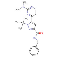 1403332-80-8 N-benzyl-1-tert-butyl-5-[2-(dimethylamino)pyrimidin-4-yl]pyrazole-3-carboxamide chemical structure