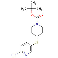 1231930-12-3 tert-butyl 4-(6-aminopyridin-3-yl)sulfanylpiperidine-1-carboxylate chemical structure