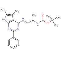 251946-43-7 tert-butyl N-[1-[(5,6-dimethyl-2-phenyl-7H-pyrrolo[2,3-d]pyrimidin-4-yl)amino]propan-2-yl]carbamate chemical structure