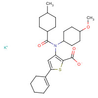 1200133-34-1 potassium;5-(cyclohexen-1-yl)-3-[(4-methoxycyclohexyl)-(4-methylcyclohexanecarbonyl)amino]thiophene-2-carboxylate chemical structure