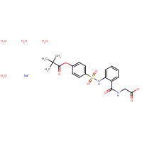 201677-61-4 sodium;2-[[2-[[4-(2,2-dimethylpropanoyloxy)phenyl]sulfonylamino]benzoyl]amino]acetate;tetrahydrate chemical structure