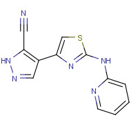 1235312-81-8 4-[2-(pyridin-2-ylamino)-1,3-thiazol-4-yl]-1H-pyrazole-5-carbonitrile chemical structure