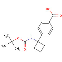 1259223-99-8 4-[1-[(2-methylpropan-2-yl)oxycarbonylamino]cyclobutyl]benzoic acid chemical structure