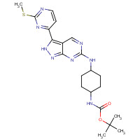 1386398-86-2 tert-butyl N-[4-[[3-(2-methylsulfanylpyrimidin-4-yl)-2H-pyrazolo[3,4-d]pyrimidin-6-yl]amino]cyclohexyl]carbamate chemical structure